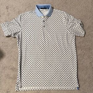 Greyson Men's Polo Shirt - Light Blue and White Pattern